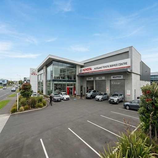 Exterior of a Toyota service centre in Auckland with clear signage