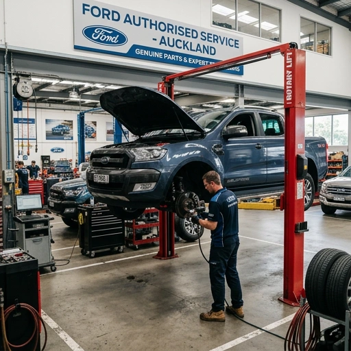 Ford Ranger undergoing maintenance at an Auckland certified workshop