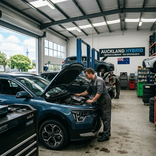 Hybrid car maintenance at a professional garage in Auckland