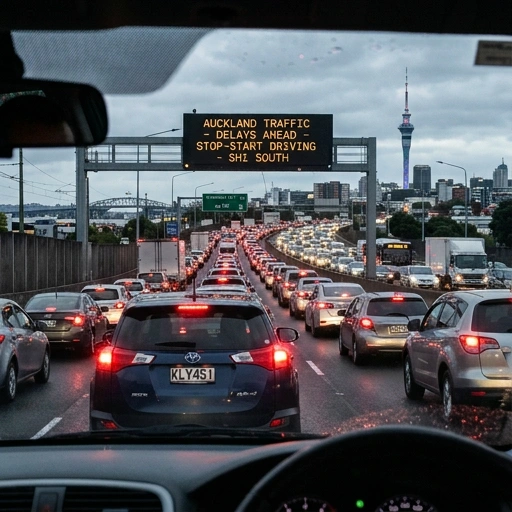 Busy Auckland urban traffic with frequent stop-start conditions typical for hybrid vehicles