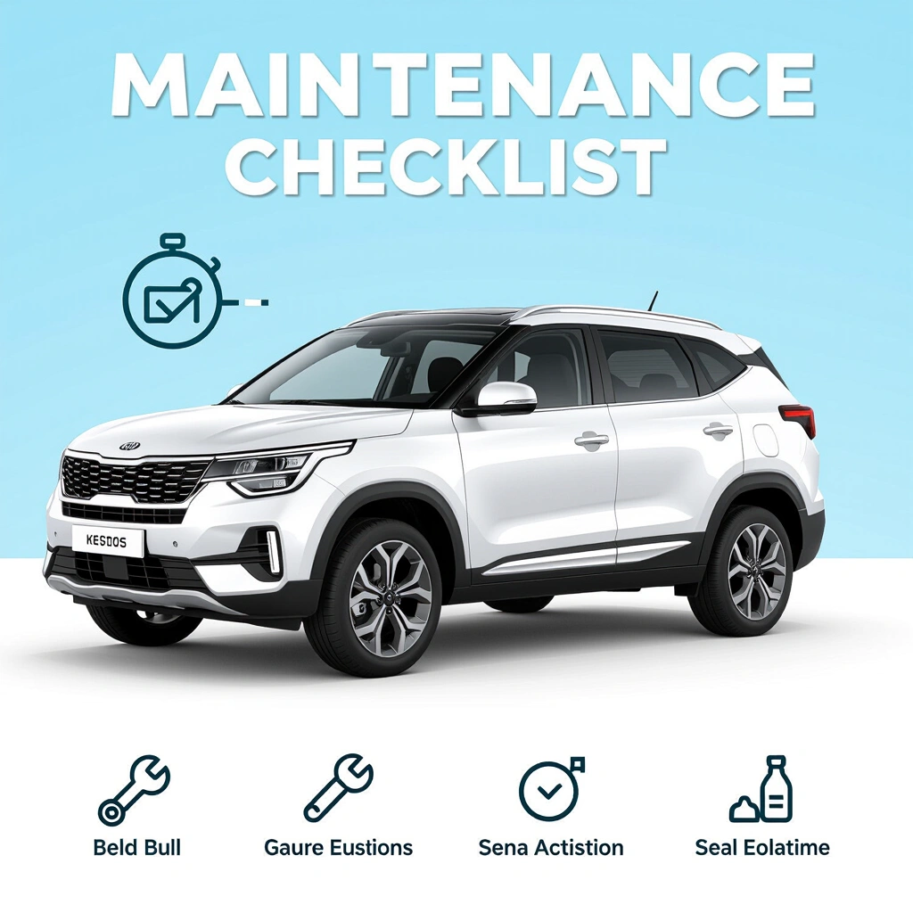 Visual checklist of Kia Seltos maintenance tasks with icons