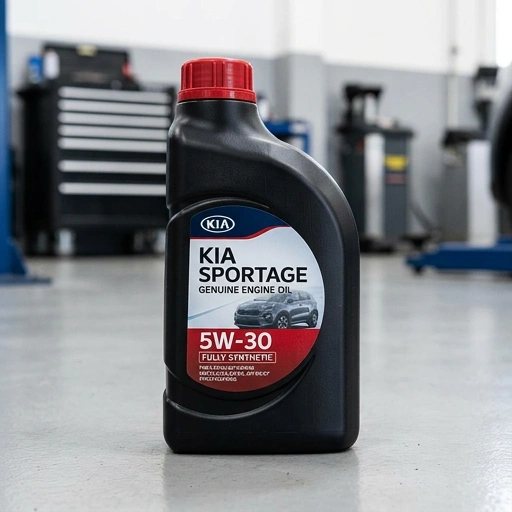 Kia Sportage engine oil bottle with clear label showing SAE 5W30 and ACEA C3 standards