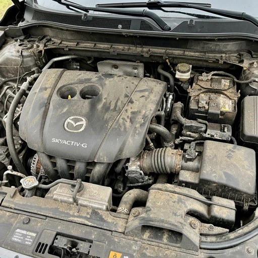 Close-up of Mazda CX-5 engine being cleaned to prevent carbon buildup