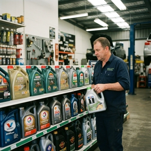 Bottles of Castrol, Kroon-Oil, and Nulon motor oils on a retail shelf