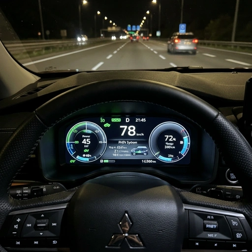 Mitsubishi Outlander PHEV dashboard showing hybrid mode indicators