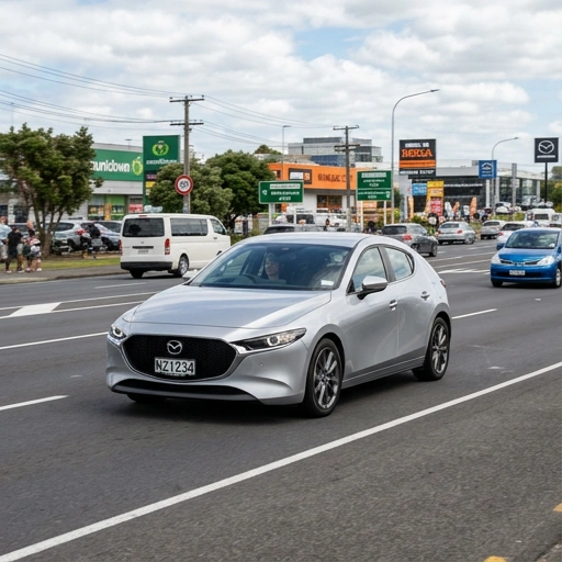 Mazda3 SkyActiv-X driving through South Auckland suburbs