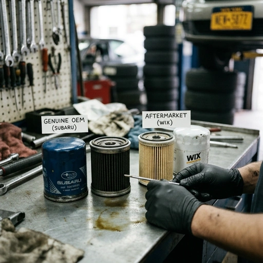 Comparison of genuine and aftermarket oil filters side by side