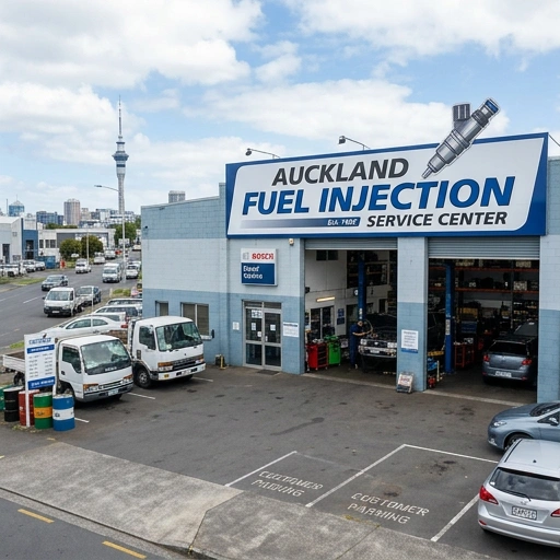 Exterior of a Volkswagen Service Centre in Auckland with VW vehicles parked outside