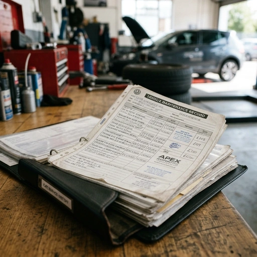 Vehicle service history records and maintenance checklist