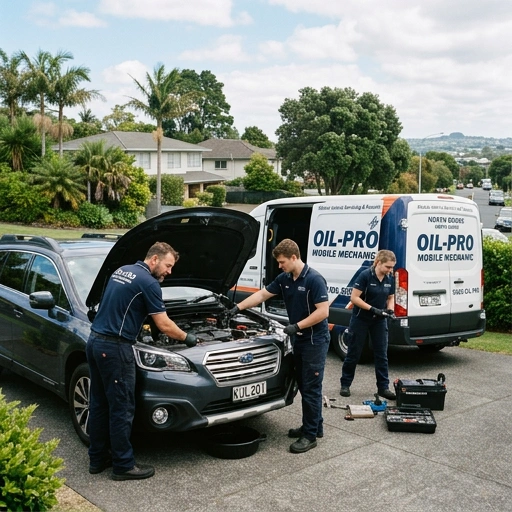 Oil Pro mobile mechanic team ready to service vehicles across North Shore suburbs