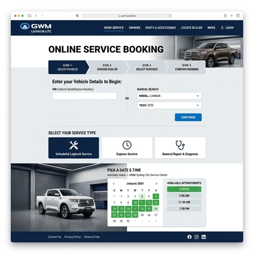 Online booking system interface for GWM Cannon maintenance