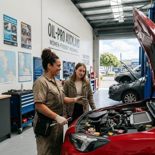 Oil Pro female-friendly mechanic team in Māngere Auckland workshop