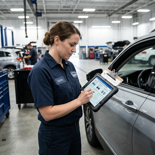 Digital 15-point vehicle condition checklist on a tablet