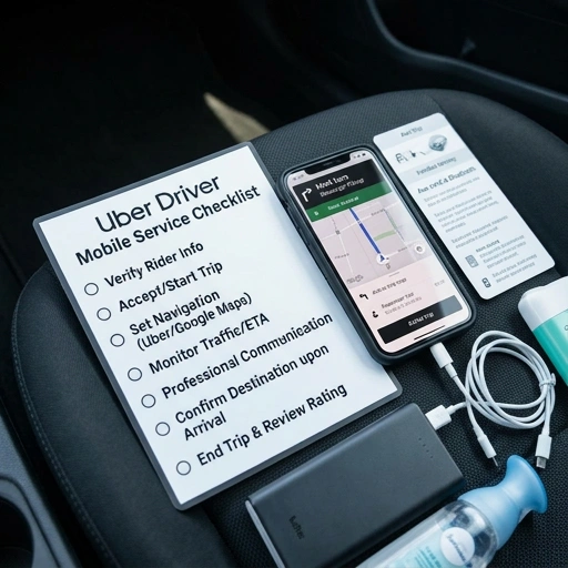 Checklist for Uber driver preparing for mobile car service