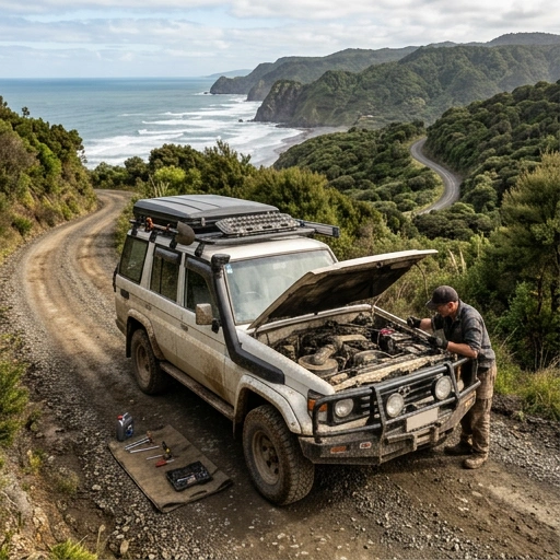 Checklist for vehicle maintenance in remote coastal areas like Anawhata