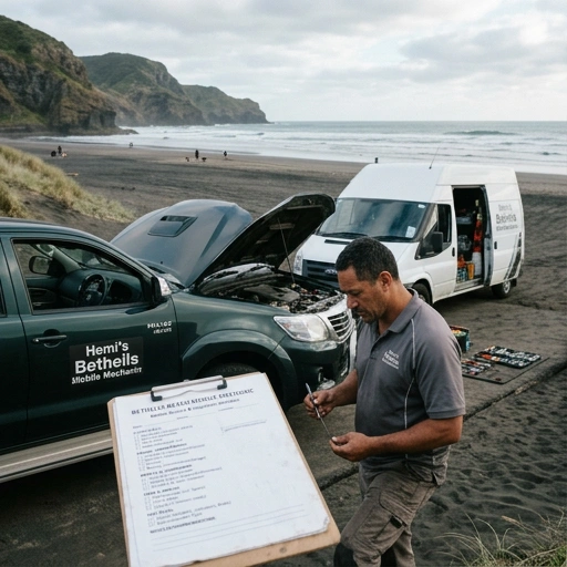 Checklist for mobile mechanic vehicle servicing at Bethells Beach
