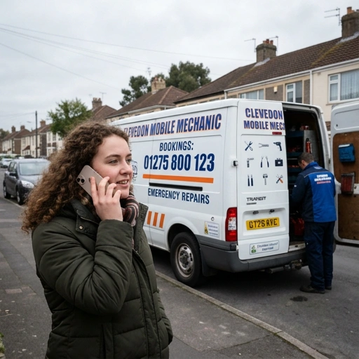 Close-up of a phone showing a call to mobile mechanic for Clevedon vehicle servicing