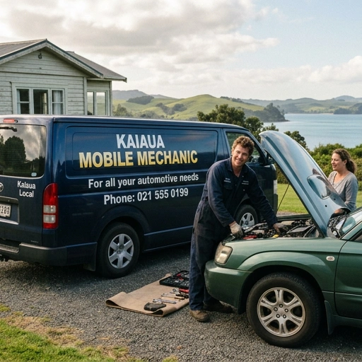 Contact details and mobile mechanic van near Firth of Thames coastline in Kaiaua