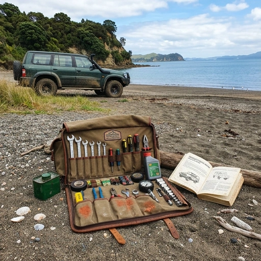 Vehicle maintenance kit including spill kits and tools at Orere Point